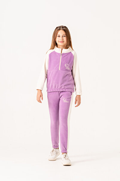 Mışıl Kids Σετ φόρμας για κορίτσια με κεντημένο φλις