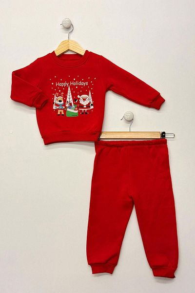 Trend Baby Kids Children's Sweat Suit Raised Cotton Fabric Happ Holiday Design 1-3 Years