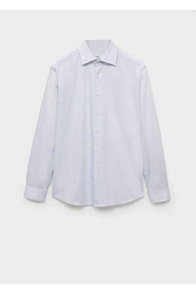 MANGO Man 100% cotton striped shirt