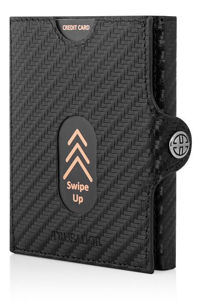 Trusador Valencia Carbon Coin Κέρμα με τσέπη Unisex Γνήσιο δέρμα Rfid Protect Ανδρικό Γυναικείο Πορτοφόλι Carbon