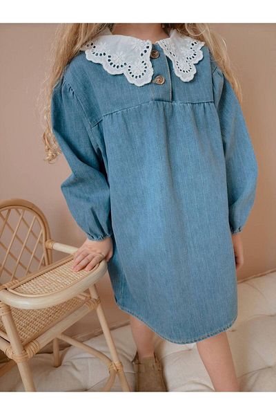 YİGİT BUTİK Rochie Yigit Boutique din denim cu guler din dantela