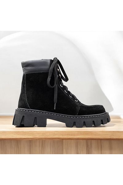 JOJO KIDS Κοριτσίστικες μπότες από γνήσιο δέρμα, μπότες με φερμουάρ και κορδόνια, θερμική επένδυση εσωτερικά