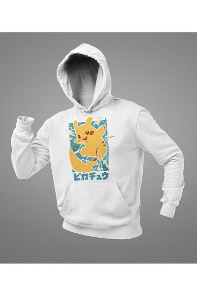 SEVBANO Cartoon Pokemon Pikachu Printed Unisex Oversize Hoodie