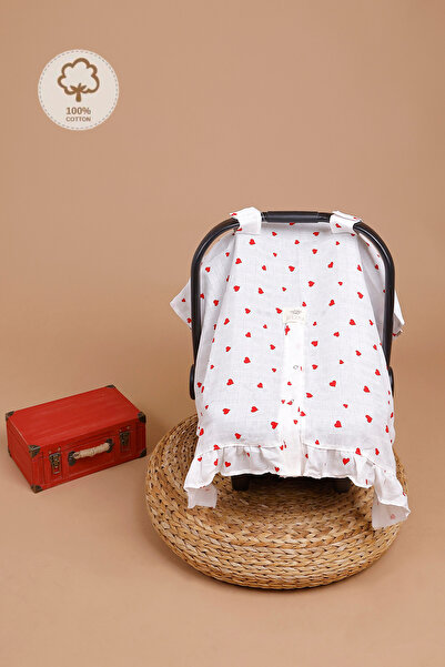 JUNİPERUS Fırfırlı Müslin Puset Ana Kucağı Örtüsü Oeko-Tex