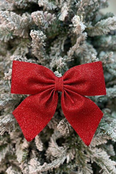 hbtasarim 25x25 Cm Fundita Eva Roșu Sclipici - Ornament de Crăciun Tematică d...