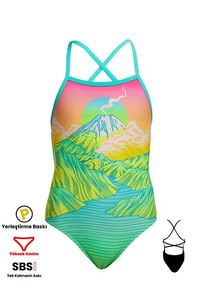 FUNKİTA Funkita Stp Candy Climb Girl's Swim Trunks, Double Cross Back Model