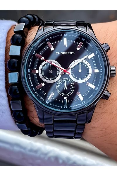Choppers New Season Black Color Metal Strap Men's Wristwatch + bracelet as a gift