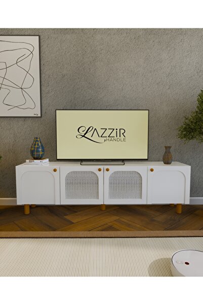 lazzir handle MDF Bohem Tv Ünitesi-(Mebran Beyaz Hazeranlı Kubbeli )-(Beyaz)-...