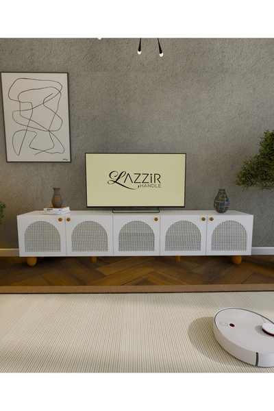 lazzir handle MDF Bohem Tv Ünitesi-(Mdf Kapak  Beyaz Hazeranlı)-(Beyaz)-(225 ...