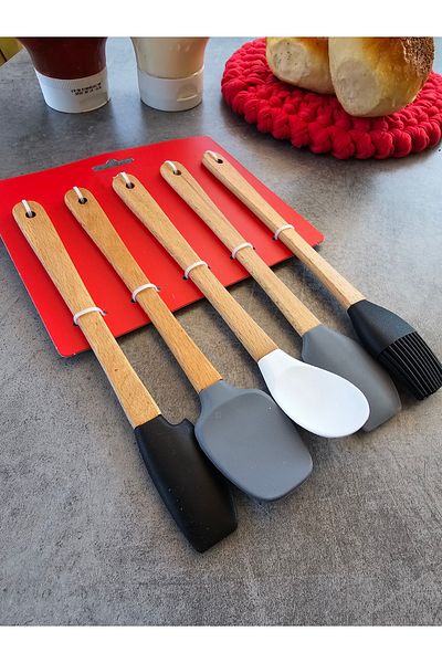 YASİMA Set of 5 Heat-Resistant Silicone Spatula Set Silicone Kitchen Set Mini Set