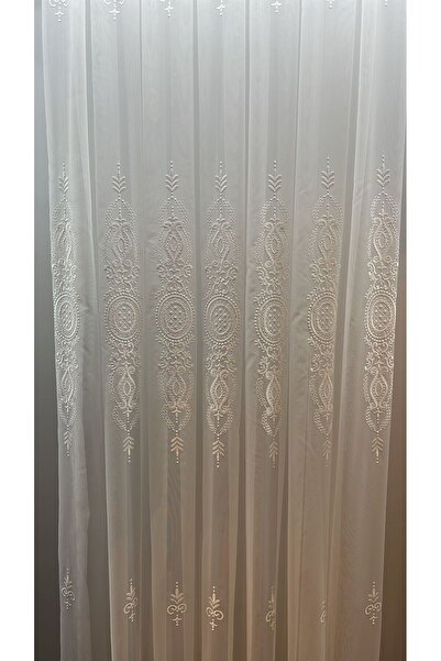 Tuğba Mefruşat Geniş damakslı osmanlı motifli 1/3 sık pile tül perde