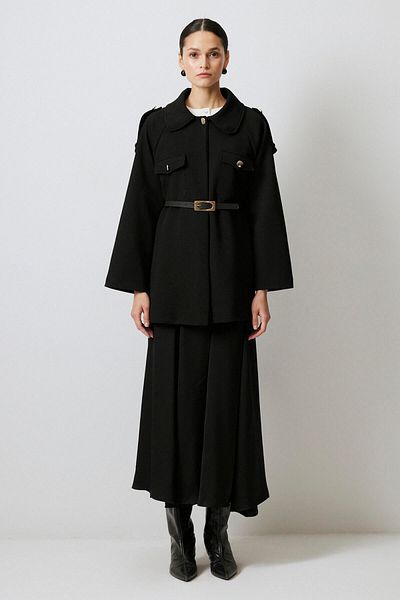 Touché Privé Gold Button Detailed Belt Jacket