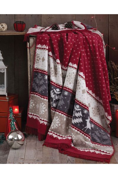 Bikaya Home Aksu Double-Sided Patterned Cotton Double Blanket - Ted