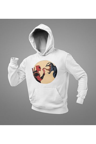SEVBANO Deadpool X Venom Marvel Characters Printed Unisex Oversize Hoodie
