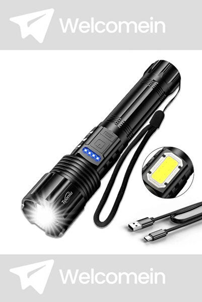 welcomein 23.000 Lümen 800 Metreye Kadar Güçlü Led El Feneri Zoom Torch Şarj ...