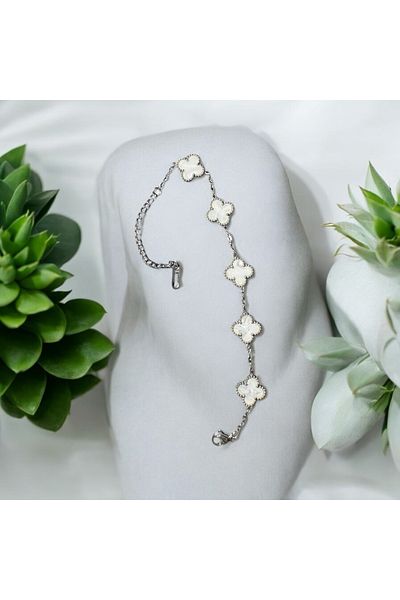 Home White Crab Model Silver Detail Steel Women's Bracelet