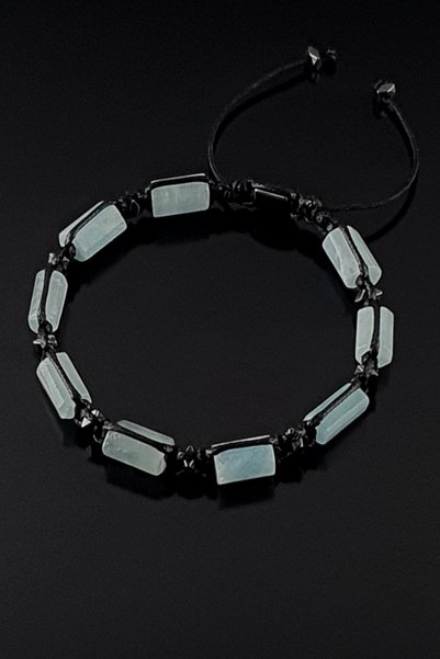 Seven Art Jewelry Natural Stone Bracelet, Aquamarine and Hematite Bracelet, Men's Bracelet, Women's Bracelet, Gift Bracelet
