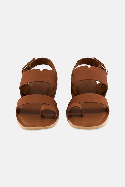 Toms Women Freya Leather Adjustable Buckle Closure Flats, Tan