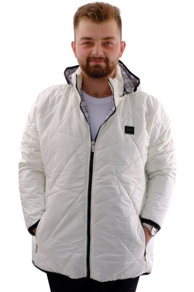 ModeXL Чоловічий товстий пуховик з капюшоном - Mode XL, великий розмір, екрю U24605