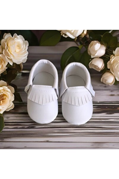 MY MINIE Bebek Makosen Ayakkabı, Ilk Adım Ayakkabısı, Beyaz Suni Deri, Lastik...