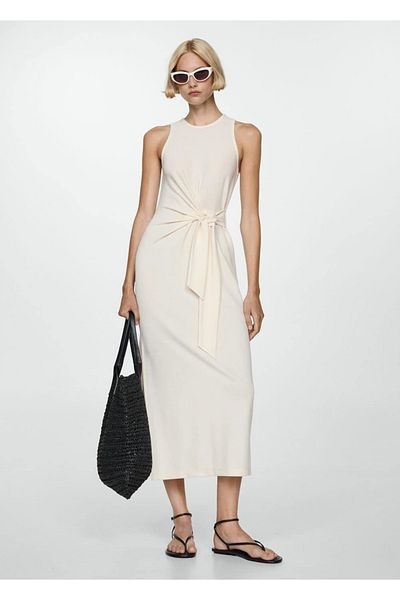 MANGO Woman Tie Detailed Knitwear Dress