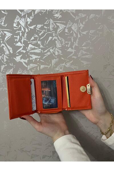 DEV 3 ADAM Women's Orange Multi-Eye Zippered Soft Leather Stylish Wallet with Coin Compartment and Card Holder Compartment