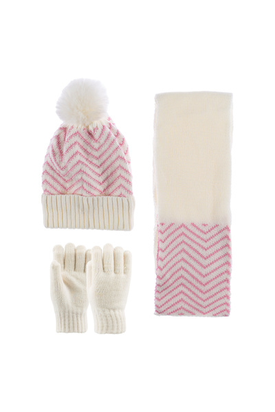 Kitti 9-15 Yaş Garson 3'lü Takım Kız Atkı, Eldiven ve Şapka Set İçi Polarlı