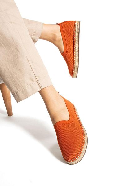 Ayakkabıda Tek Walker Jut Wrapped Knitwear Summer Women's Shoes - ORANGE
