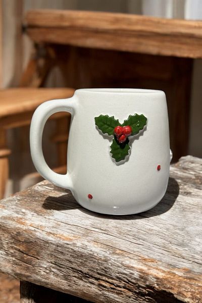 Loomart Handmade Ceramic Mug Cup with 3D Cockina Figure 400ml Christmas Cup, Christmas Mug