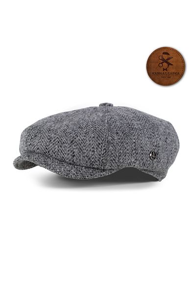 KARNAS ŞAPKA Grey Fish Back Patterned Cotton Winter Fabric Men's Cotton Hat (Sweatproof Liner)