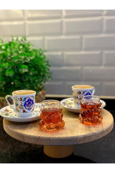 VİGENTİNO 6 قطع من أكواب العنب - كوب قهوة وعرض على شكل خرز