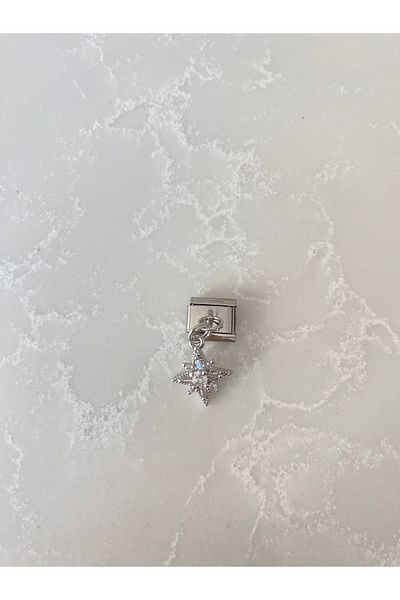 kubotique Stainless Steel Bracelet with Star Stones - Silver Charm