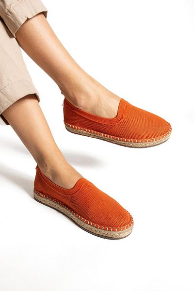 Ayakkabıda Tek Walker Jut Wrapped Knitwear Summer Women's Shoes - ORANGE