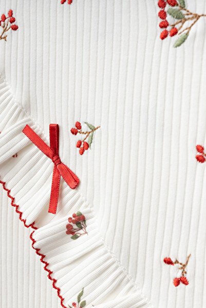 BABYLİM Baby Girl Embroidered Kokina Flower Double Layer 100% Cotton Blanket 85X90 cm