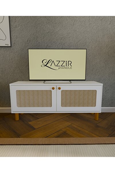 lazzir handle MDF Bohem Tv Ünitesi-(Mdf 2 Kapaklı Hazeranlı)-(Beyaz)-(122,5 C...