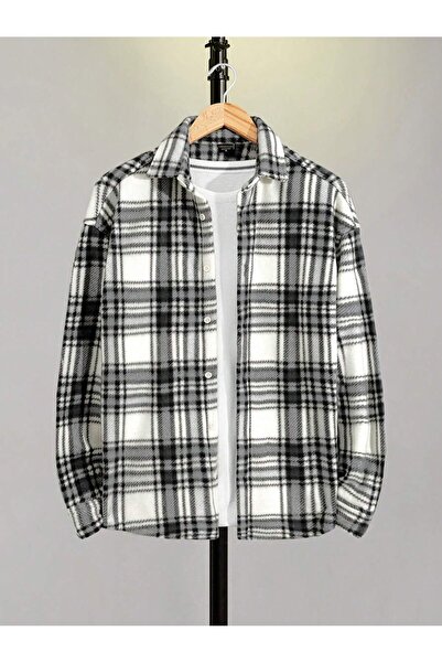 YNGMENCLASS Stripes Pattern Textured Men's Fleece Shirt