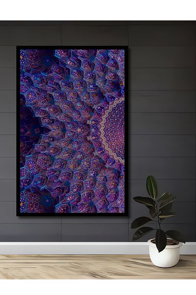 Teona Ahşap Mandala violet din lemn MDF dreptunghiular decorativ pentru casa, locul de munca pictura pe perete