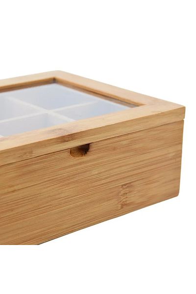 BLUE SİDE Bamboo 6-Eye Storage Container Vintage Style Pinterest Style Kitchen Bathroom Organizer Makeup Organizer
