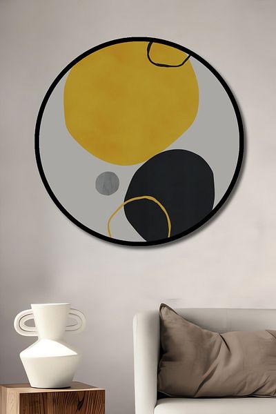 Teona Ahşap Acasă rotundă din lemn MDF decorativ geometric abstract, pictură murală la locul de muncă