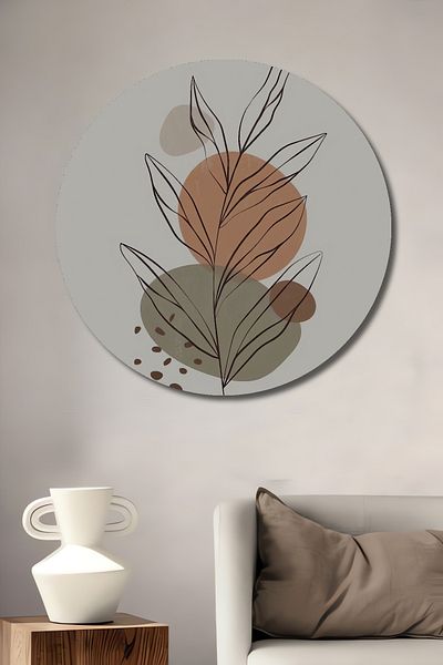 Teona Ahşap Desen din plante decorative din lemn MDF rotund pentru casa, locul de munca pictura pe perete