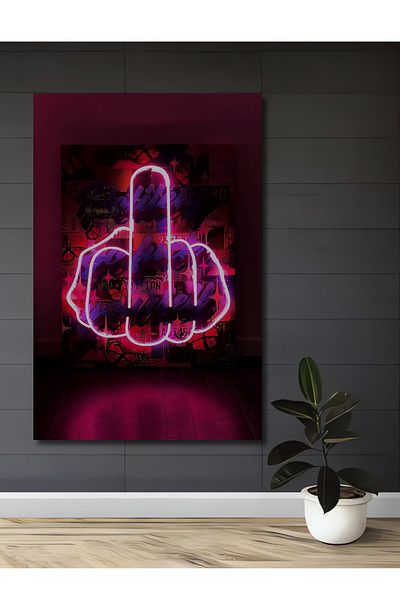 Teona Ahşap Neon de la mijlocul degetului decorativ din lemn MDF dreptunghiular pentru pictura de perete acasă, la locul de muncă
