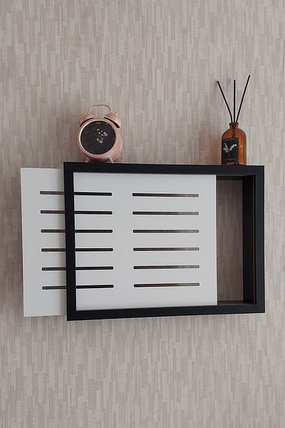 HKM Ticaret 25X35X7 cm - with Grid and Wall Hanging Fuse and Modem-Wifi Storage Box