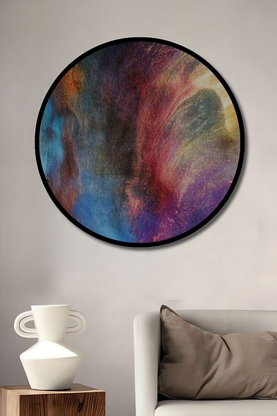 Teona Ahşap Artă abstractă colorată decorativă din lemn MDF rotund pentru pictură de perete acasă, la locul de muncă