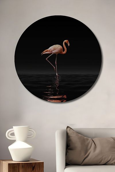 Teona Ahşap Pink Flamingo Decorativ Lemn MDF Rotund Acasă, Locul de Muncă Pictură Perete
