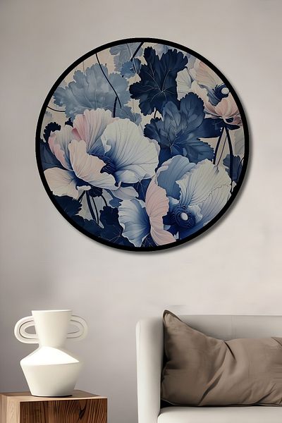 Teona Ahşap Flori Albastre Decorative Lemn MDF Rotund Casa, Locul de Muncă Pictură Perete