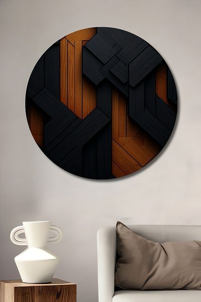 Teona Ahşap Modern Geometric Lemn MDF Rotund Decorativ Acasă, Locul de Muncă Pictură Perete