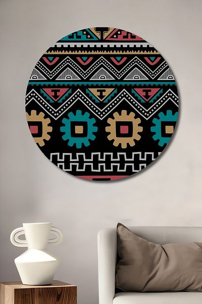 Teona Ahşap Model etnic decorativ din lemn MDF rotund pentru pictura de perete acasa, loc de munca