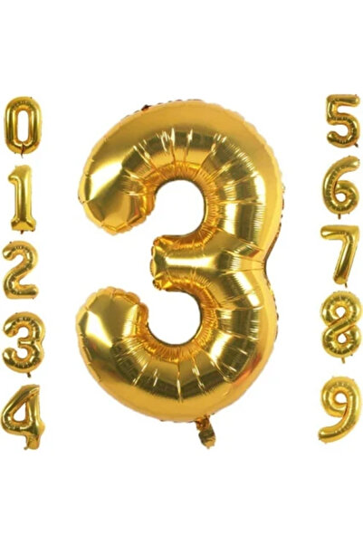 BALON DİYARI 3 yaş Gold (Altın) Folyo Balon 34 İnç (76-82 cm)