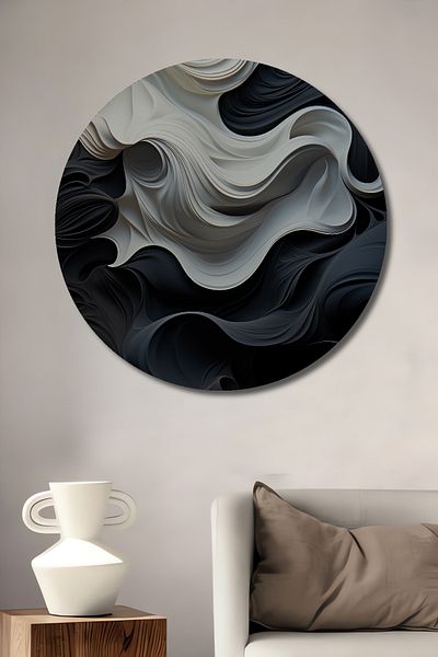 Teona Ahşap Model ondulat decorativ din lemn MDF rotund pentru pictura de perete acasa, loc de munca