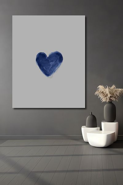 Teona Ahşap Blue Heart Decorativ Lemn MDF Dreptunghi Acasă, Locul de Muncă Pictură Perete